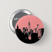 Roze, Zwart & Wit New York City Pinback Button (Voorkant /achterkant)