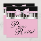 Roze Zwart & Wit Piano Keys Overweging Uitnodiging (Voorkant / Achterkant)