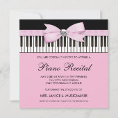 Roze Zwart & Wit Piano Keys Overweging Uitnodiging (Achterkant)