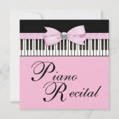 Roze Zwart & Wit Piano Keys Overweging Uitnodiging (Voorkant)