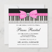 Roze Zwart-wit Piano Sleutels Overweging Uitnodigi Kaart (Achterkant)