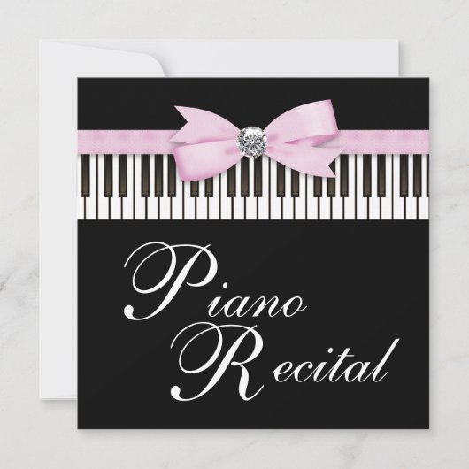 Roze Zwart-wit Piano Sleutels Overweging Uitnodigi Kaart (Voorkant)