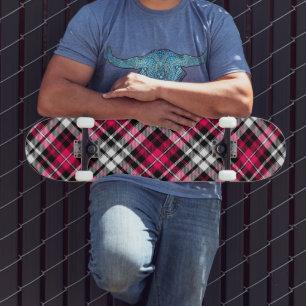 Roze Zwart Wit Plaid Tartan  Persoonlijk Skateboard