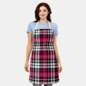 Roze Zwart Wit Plaid Tartan Schort (Gedragen)