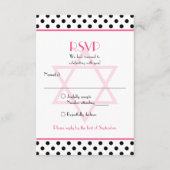 Roze Zwart Wit Polka Dot Bat Mitzvah Reageer Kaart (Voorkant)