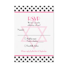 Roze Zwart Wit Polka Dot Bat Mitzvah Reageer Kaart