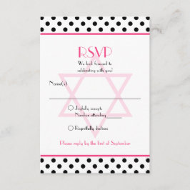 Roze Zwart Wit Polka Dot Bat Mitzvah Reageer Kaart