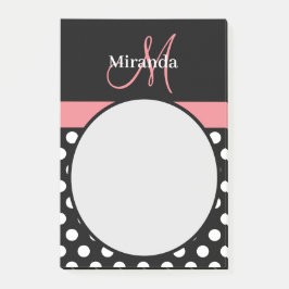 Roze Zwart Wit Polka Dot Monogram Post-it Notities Post-it® Notes
