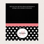 Roze Zwart Wit Polka Dot Monogram Vierkante Zaken Visitekaartje (Binnenkant ongevouwen)