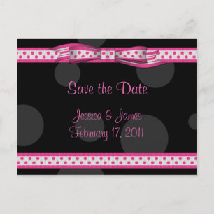 Roze Zwart Wit Polka Dot Save the Date Briefkaart