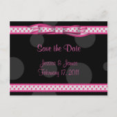 Roze Zwart Wit Polka Dot Save the Date Briefkaart (Voorkant)