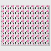 Roze Zwart Wit Polka Dots Cadeaupapier (Vlak)