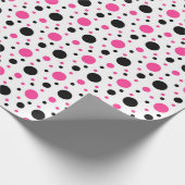 Roze Zwart Wit Polka Dots Cadeaupapier (Hoek)