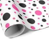 Roze Zwart Wit Polka Dots Cadeaupapier (Rol Hoek)