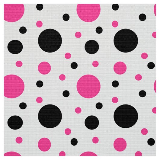 Roze Zwart Wit Polka Dots Stof (Swatch)