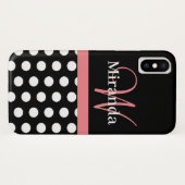 Roze zwart-wit pols-monogram Case-Mate iPhone case (Achterkant (horizontaal))