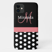 Roze zwart-wit pols-monogram Case-Mate iPhone case (Achterkant)