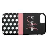 Roze zwart-wit pols-monogram Case-Mate iPhone case (Achterkant (Horizontaal))