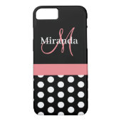 Roze zwart-wit pols-monogram Case-Mate iPhone case (Achterkant)