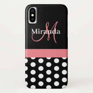 Roze zwart-wit pols-monogram Case-Mate iPhone case