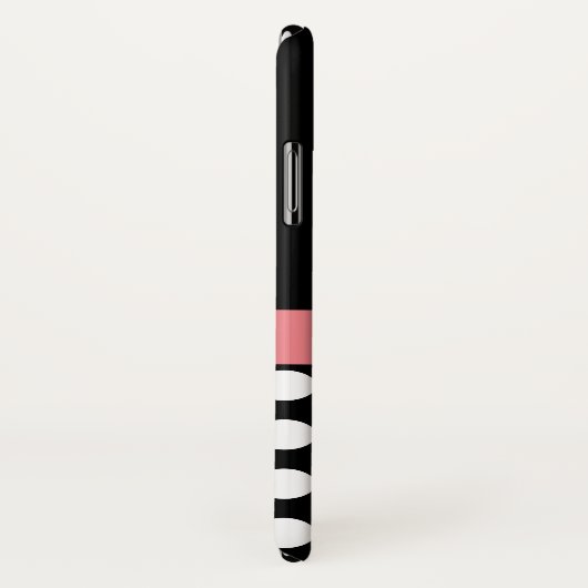 Roze zwart-wit pols-monogram Case-Mate iPhone case (Achterkant / rechts)