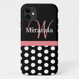 Roze zwart-wit pols-monogram Case-Mate iPhone case
