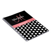 Roze zwart-wit pols-monogram notitieboek (Rechterzijde)