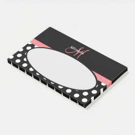 Roze zwart-wit pols-monogram post-it® notes