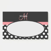 Roze zwart-wit pols-monogram post-it® notes (Voorkant)