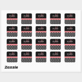 Roze zwart-wit pols-monogram vierkante sticker (Vel)