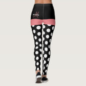 Roze Zwart Wit Stip Monogram Leggings (Achterkant)