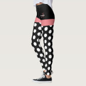 Roze Zwart Wit Stip Monogram Leggings (Links)
