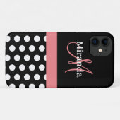 Roze Zwart Wit Stippen Monogram Case-Mate iPhone Case (Achterkant (horizontaal))