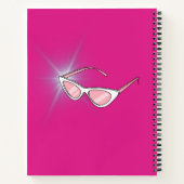 Roze Zwart Wit Streep Disco Ball Spiral Notitieboe Notitieboek (Achterkant)