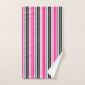 Roze Zwart Wit Strepen Patroon Ontwerp  Bad Handdoek (Handdoek)