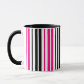 Roze Zwart Wit Strepen Patroon Ontwerp Mok (Links)