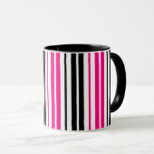 Roze Zwart Wit Strepen Patroon Ontwerp Mok (Voorkant rechts)