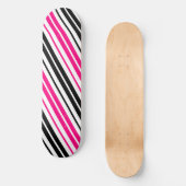 Roze Zwart Wit Strepen Patroon Ontwerp  Persoonlijk Skateboard (Voorkant)