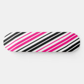 Roze Zwart Wit Strepen Patroon Ontwerp  Persoonlijk Skateboard (Horizontaal)