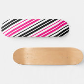 Roze Zwart Wit Strepen Patroon Ontwerp  Persoonlijk Skateboard (Horizontaal)