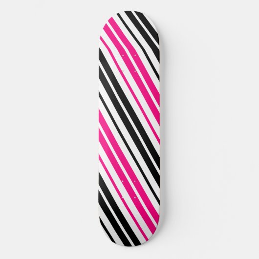 Roze Zwart Wit Strepen Patroon Ontwerp  Persoonlijk Skateboard (Voorkant)