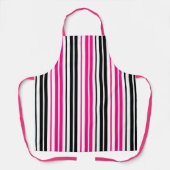 Roze Zwart Wit Strepen Patroon Ontwerp Schort (Voorkant)