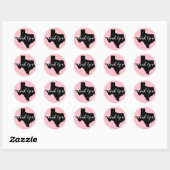 Roze Zwart-wit Texas Bruiloft Dank u Ronde Sticker (Vel)