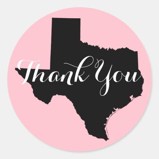 Roze Zwart-wit Texas Bruiloft Dank u Ronde Sticker (Voorkant)