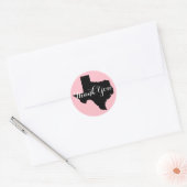 Roze Zwart-wit Texas Bruiloft Dank u Ronde Sticker (Envelop)
