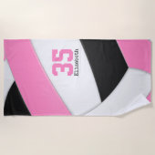 Roze Zwart Wit Volleybal Meisjes Sport Custom Strandlaken (Voorkant)