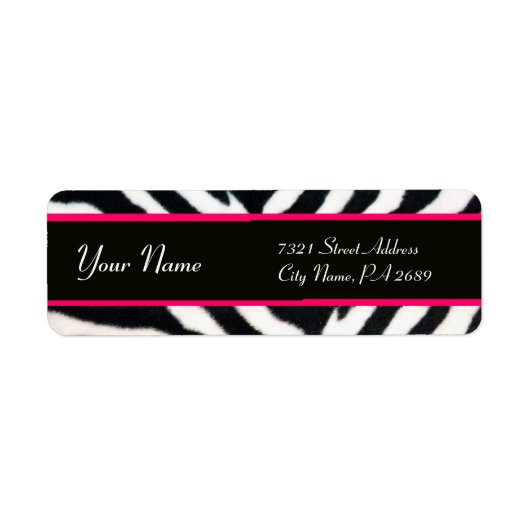 ROZE ZWART WIT ZEBRA BONT MONOGRAM ETIKET (Voorkant)