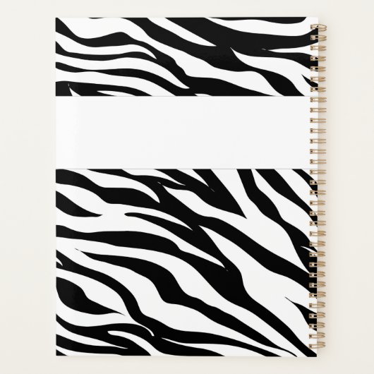 Roze Zwart Wit Zebra Dier Trendy Monogram Planner (Achterkant)