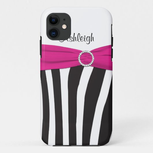 Roze, zwart, wit Zebra gestreept iPhone 5 Hoesje (Achterkant)