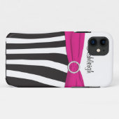 Roze, zwart, wit Zebra gestreept iPhone 5 Hoesje (Achterkant (horizontaal))